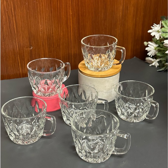 Anchor Hocking Glass Crown Point pattern Punch Cups - Picture 1 of 6